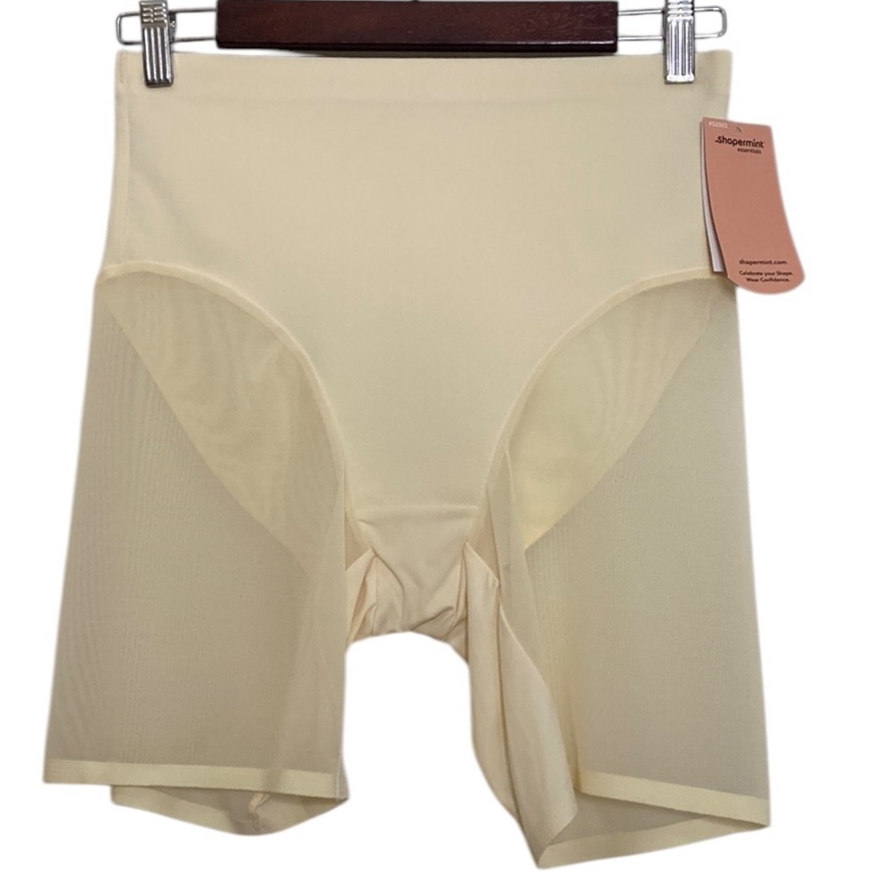 New Shapermint Essentials Mesh Shaper Shorts Womens Medium Cream Shapewear